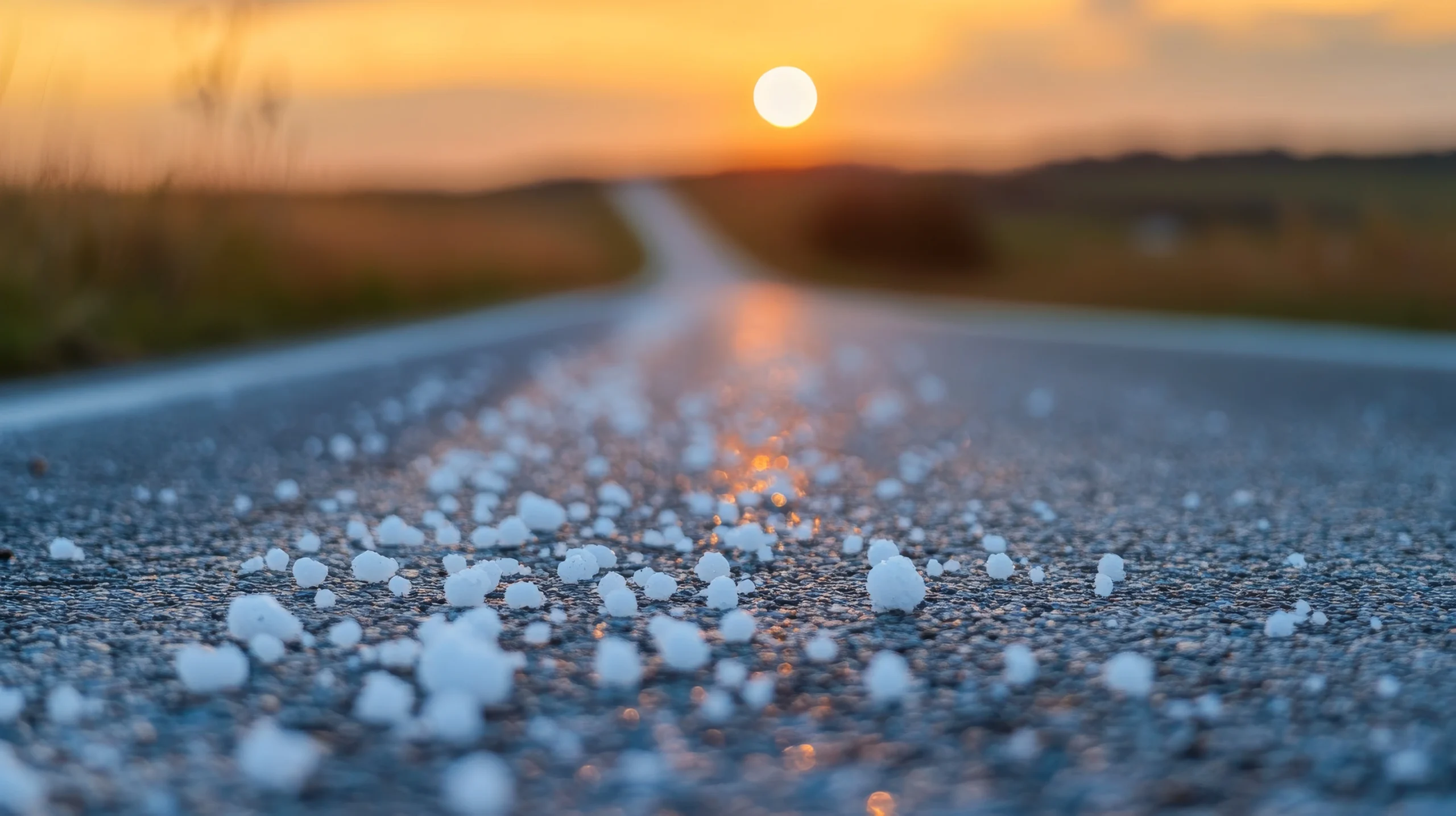 Hail on a Colorado road